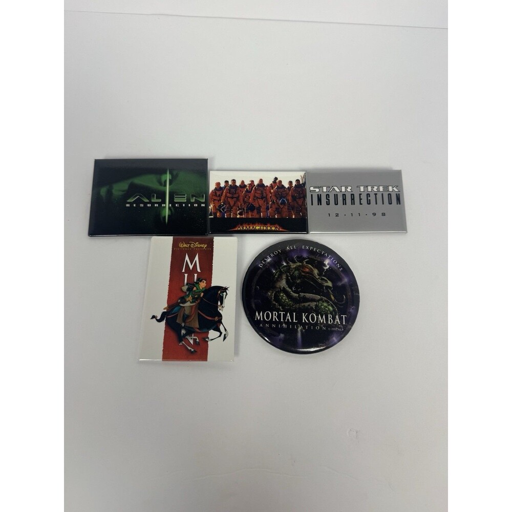 Vintage 90s Movie Promo Pin Lot of 5 Alien Mortal Kombat Mulan